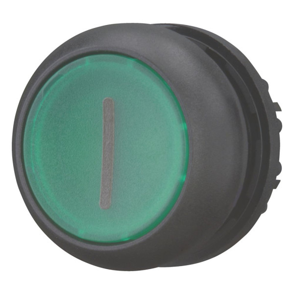 Bouton-poussoir lumineux, plat, vert i, à accrochage (M22S-DRL-G-X1)