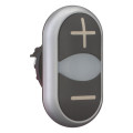 Bouton-poussoir double avec élement del, noir +/blanc/noir - (M22-DDL-S-X4/X5)