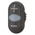 Bouton-poussoir double avec élement del, noir +/blanc/noir - (M22S-DDL-S-X4/X5)