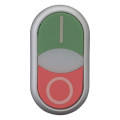 Bouton-poussoir double, +voyant lumineux, plat, vert i, blanc, rouge 0 (M22-DDLF-GR-X1/X0)