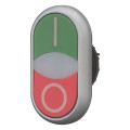 Bouton-poussoir double, +voyant lumineux, plat, vert i, blanc, rouge 0 (M22-DDLF-GR-X1/X0)