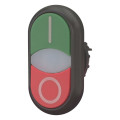 Bouton-poussoir double, +voyant lumineux, plat, vert i, blanc, rouge 0 (M22S-DDLF-GR-X1/X0)