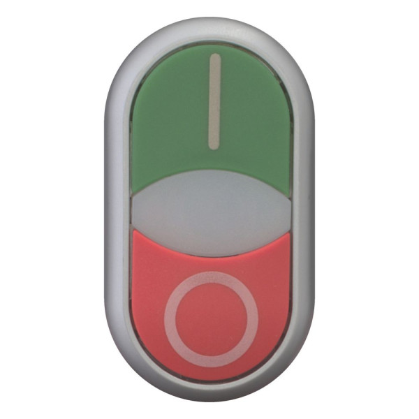 Bouton-poussoir double, voyant lumineux, plat, vert, blanc, bouton d'arrêt rouge (M22-DDLM-GR-X1/X0)