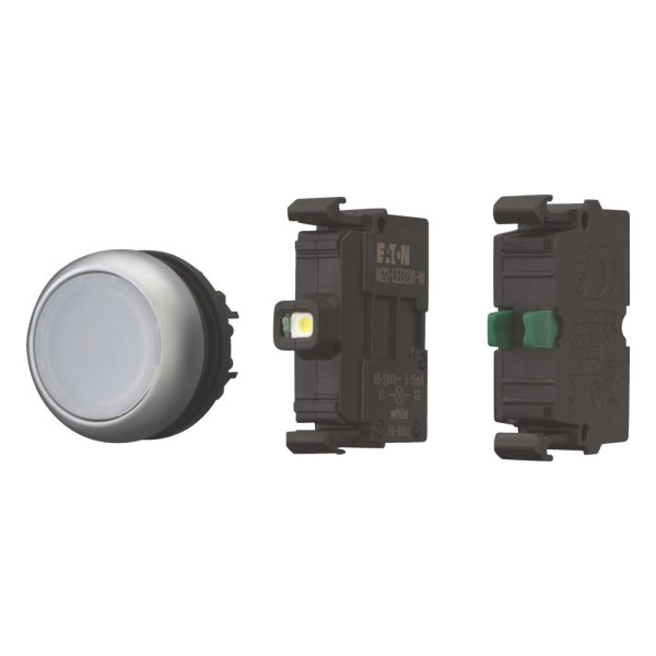 Bouton-poussoir lumineux, appareil complet (m22-dl-w-k10led-bvp)