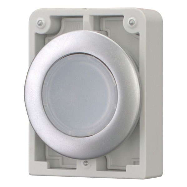 Bouton poussoir lumineux, 30mm, flush, a rappel,blanc, sans inscription (M30C-FDL-W)