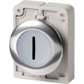 Bouton poussoir lumineux, 30mm, flush, a rappel,blanc, avec inscription  (M30C-FDL-W-X1)