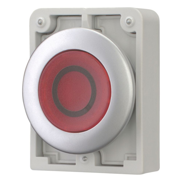 Bouton poussoir lumineux, 30mm, flush, à accroch rouge, avec inscription  (M30C-FDRL-R-X0)