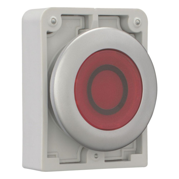 Bouton poussoir lumineux, 30mm, flush, à accroch rouge, avec inscription  (M30C-FDRL-R-X0)