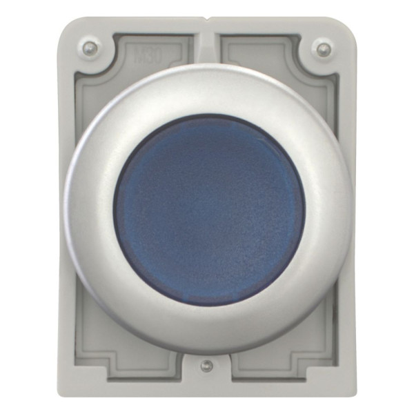 Bouton poussoir lumineux, 30mm, flush, à accroch bleu, sans inscription (M30C-FDRL-B)