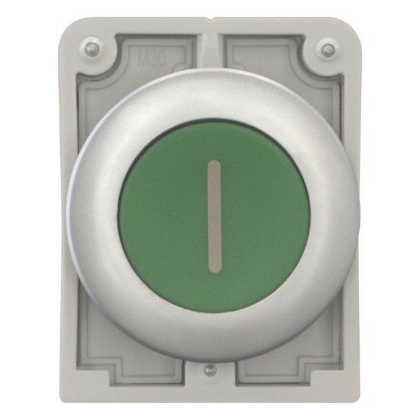 Bouton poussoir, 30mm, flush, a rappel,vert, avec inscription  (M30C-FD-G-X1)