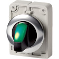 Commut rotatif lumineux, 30mm, à manette, vert, 2 positions (v), à accroch (M30C-FWLKV-G)