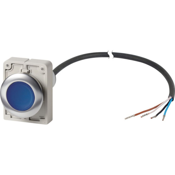 Bouton-poussoir lumineux, à accroch, 1 n/o, bleu,, cable extrémité ouverte, 1 m (C30C-FDRL-B-K10-24-P62)