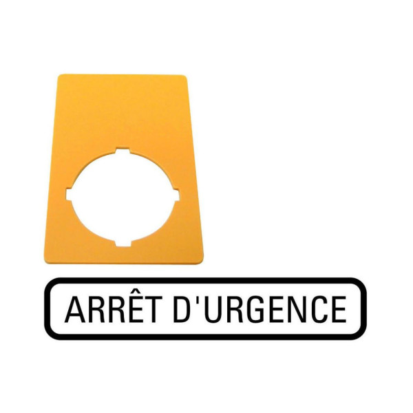 Étiquette, arrêt d'urgence, jaune, hxl=50x33mm, arrêt d'urgence (M22-XZK-F99)