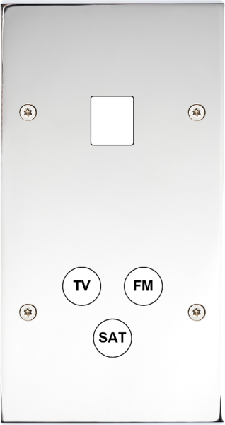 Façade Confidence Laiton  Chrome double verticale 1 MEDIA TV-FM-SAT à vis (289-415)