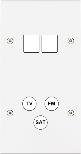 Façade Confidence Laiton  Blanc double verticale 2 MEDIA TV-FM-SAT à vis (290-413)