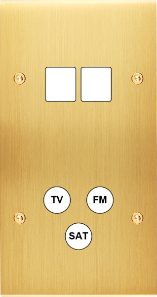 Façade Confidence Laiton Satiné double verticale 2 MEDIA TV-FM-SAT à vis (290-419)