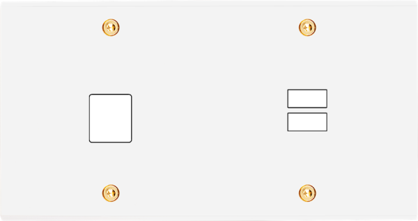 Façade confidence laiton blanc email double horizontale 1 média ouverture pour chargeur double usb à vis