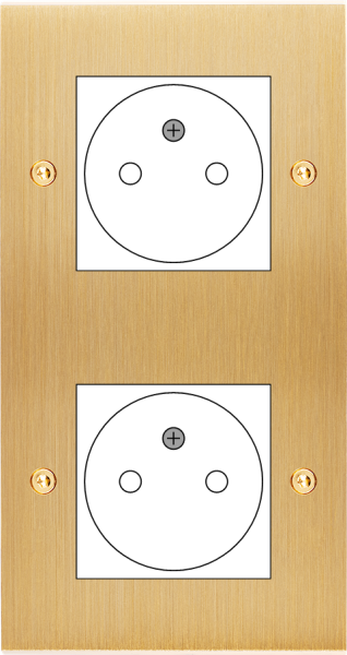 Façade Confidence Laiton double verticale ouverture 44x44 pour BTICINO à vis (2038-410)