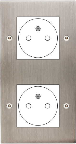 Façade Confidence Laiton  Nickel Satiné double verticale ouverture 44x44 pour BTICINO à vis (2038-418)