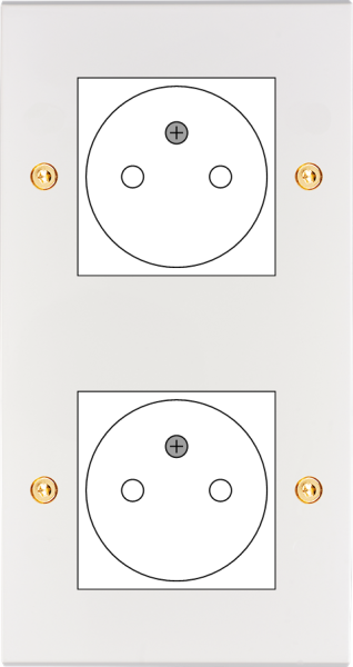 Façade Confidence Laiton  Blanc Email double verticale ouverture 44x44 pour BTICINO à vis (2038-424)