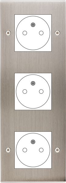 Façade Confidence Laiton  Nickel Satiné triple verticale ouverture 44x44 pour BTICINO à vis (3046-418)