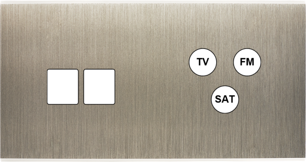 Façade Confidence Laiton  Acier double horizontale 2 MEDIA TV-FM-SAT sans vis (270-412M)