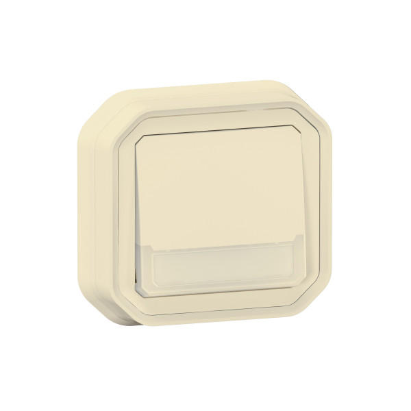 Plexo poussoir inverseur lumineux porte etiquette - beige - encastre