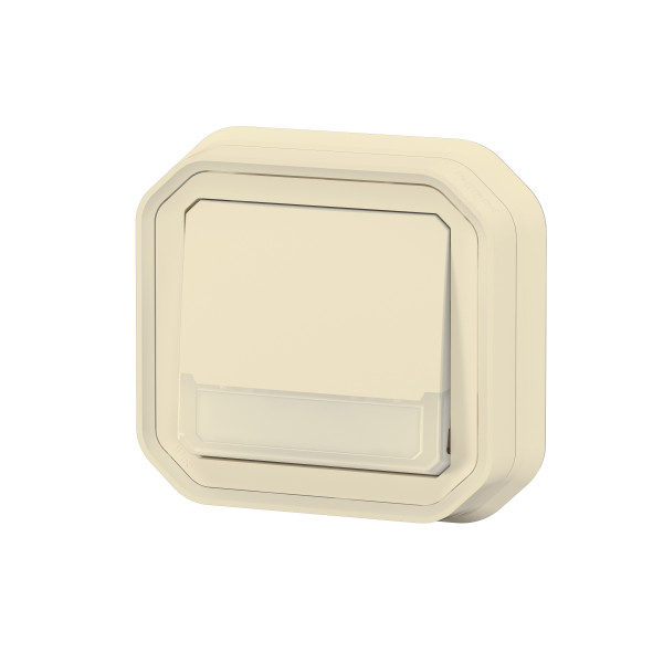 Plexo poussoir inverseur lumineux porte etiquette - beige - encastre