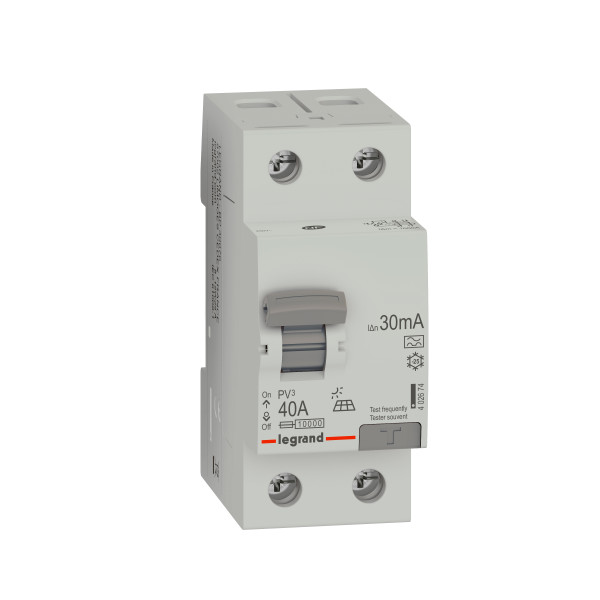 Interrupteur différentiel pv³ - haut/bas vis - 2p 230v~ 40a typea 30ma - 2 mod