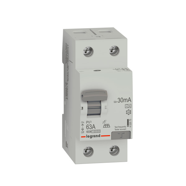 Interrupteur différentiel pv³ - haut/bas vis - 2p 230v~ 63a typea 30ma - 2 mod