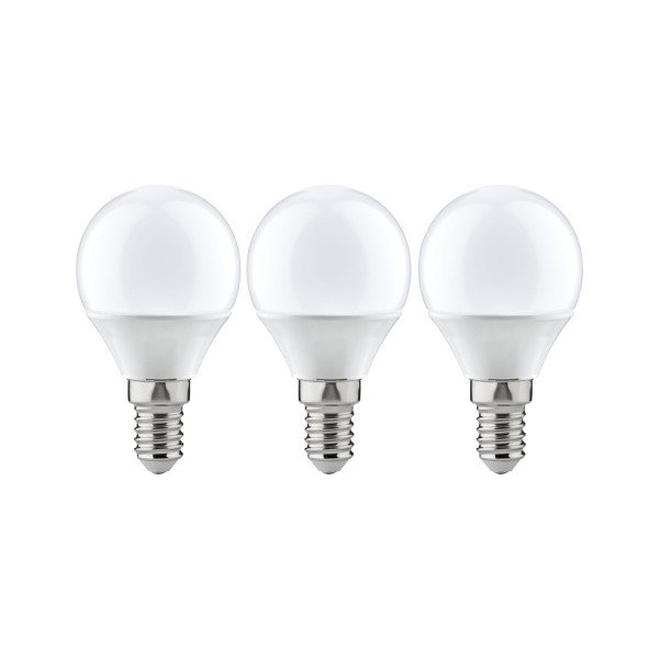 Ampoule LED pack de 3 sphérique 5,5w 470lm E14 2700K Opale