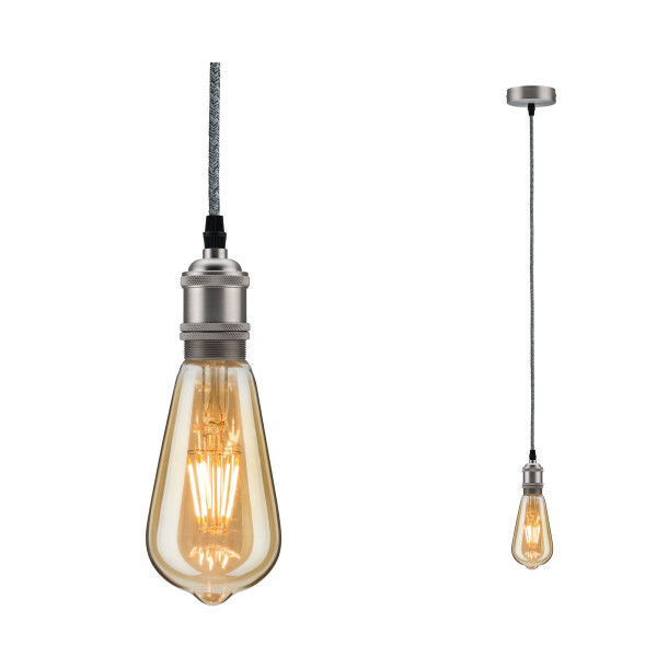 Suspension eldar max1x20w e27 gris/nickel brossé 230 v métal