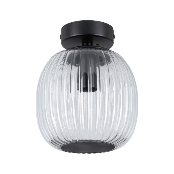 Sdb plafonnier ruya d.150mm e14 max.20w gradable noir et verre ip44