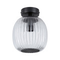 Sdb plafonnier ruya d.150mm e14 max.20w gradable noir et verre ip44