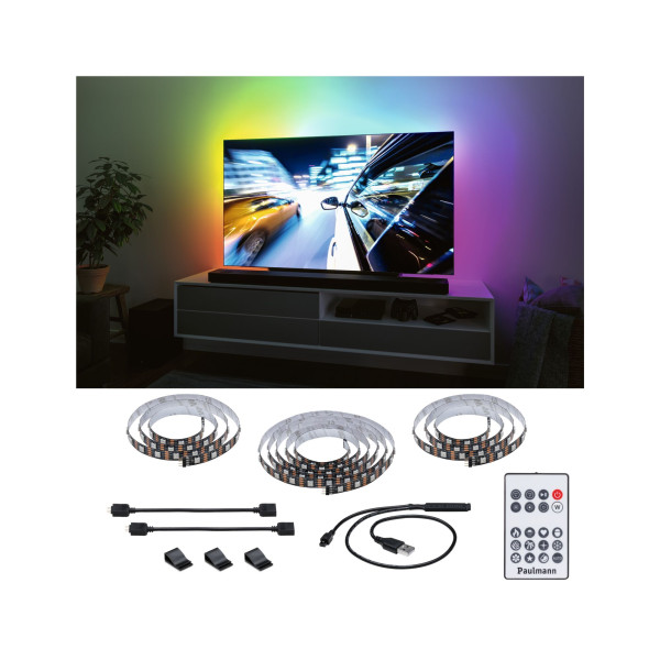 Usb tv strips 75 zoll dynamic rainbow rgb 5w 5v noir