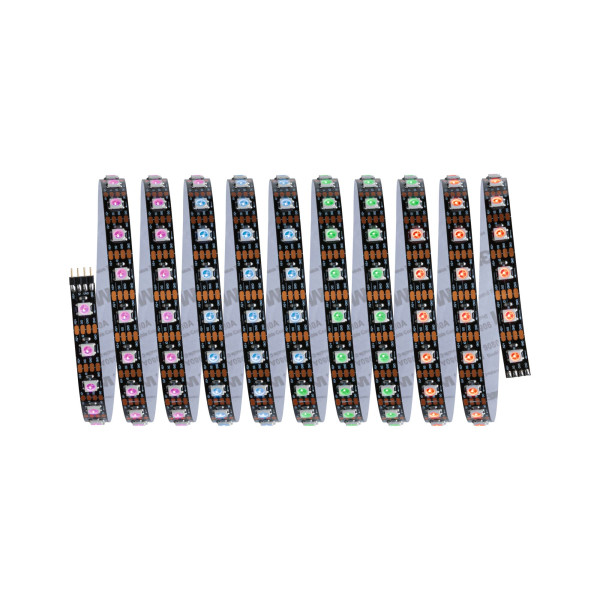 Kit strip led dynamic 3m rainbow rgb ip20 ?w 12v cc noir métal