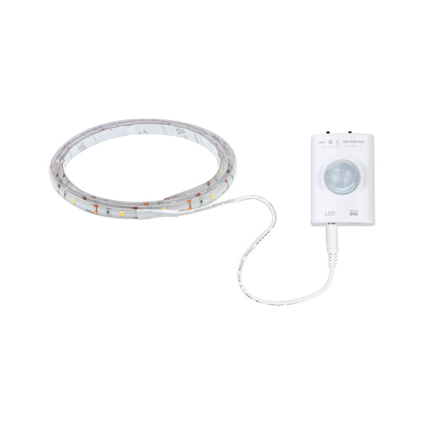 Led ruban 1m détect mouv + batterie capteur crépusculaire 1,4w 3,7v blanc plast