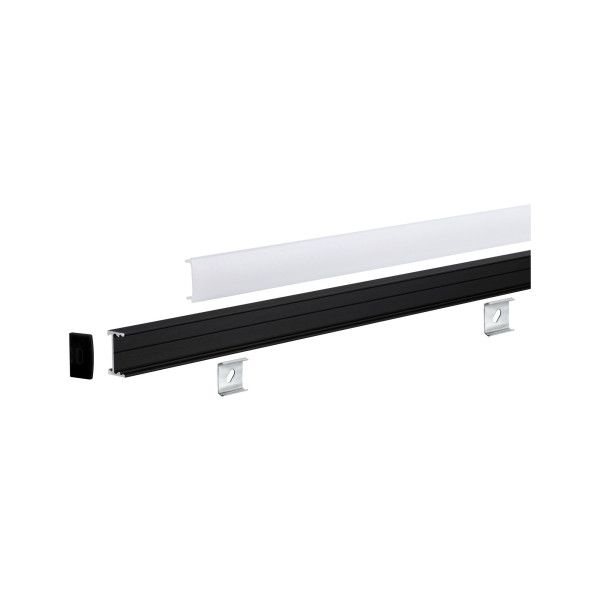 Square profilé avec diffuseur blanc 2m noir anodisé/blanc alu/plastique