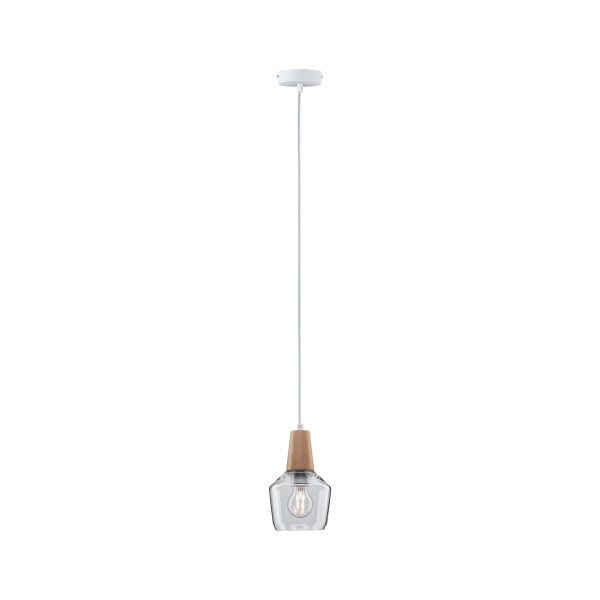 Suspension ylvie max1x20w e27 clair/bois 230v verre/bois