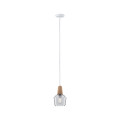 Suspension ylvie max1x20w e27 clair/bois 230v verre/bois