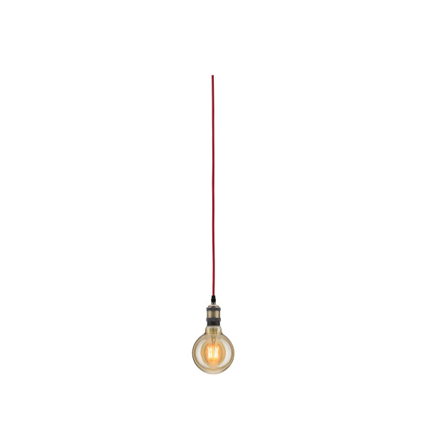 Eldar suspension avec prise max 1x20w e27 rouge/bruni 230v metal