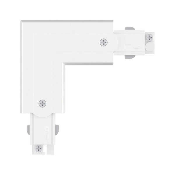 Connecteur en l prorail3 terre ext blanc 230v métal/plastique 3 phases