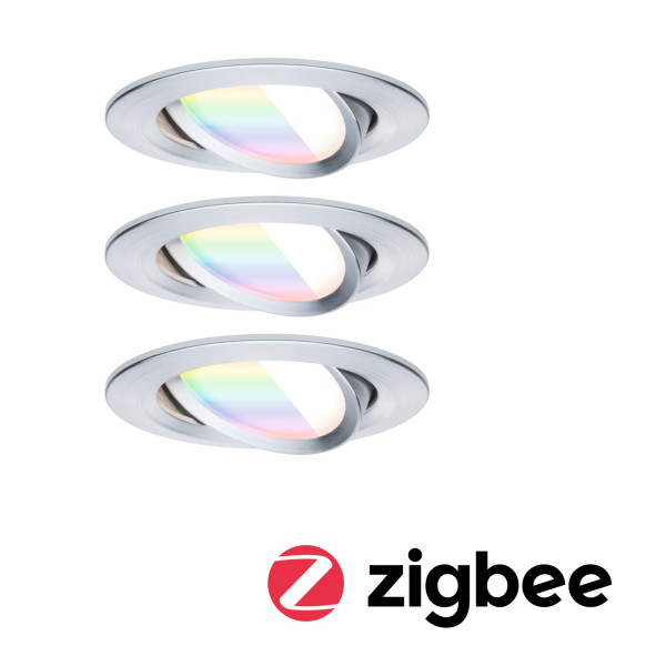 Encastré nova zigbee coin rgbw orientable led 3x6,5w 230v 51mm alu gedreht