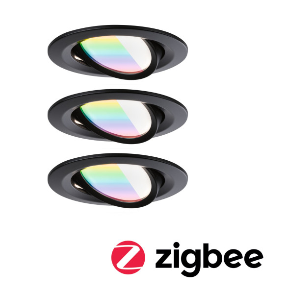 Encastré nova zigbee coin rgbw orientable led 3x6,5w 230v 51mm noir matt