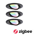 Encastré nova zigbee coin rgbw orientable led 3x6,5w 230v 51mm noir matt