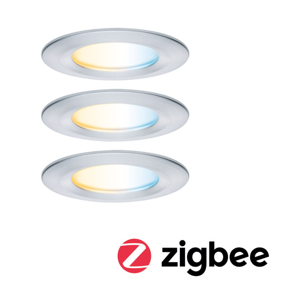 Encastré nova zigbee coin tunable white ip44 led fixe 3x6,5w 230v 51mm alu gedreht