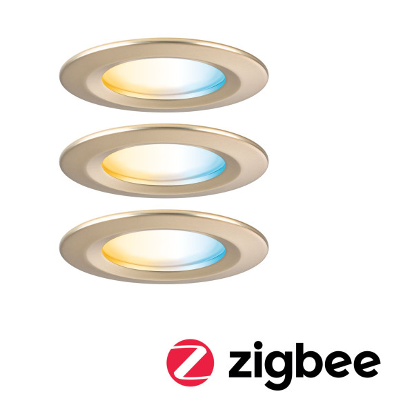 Encastré nova zigbee coin tunable white ip44 led fixe 3x6,5w 230v 51mm gold