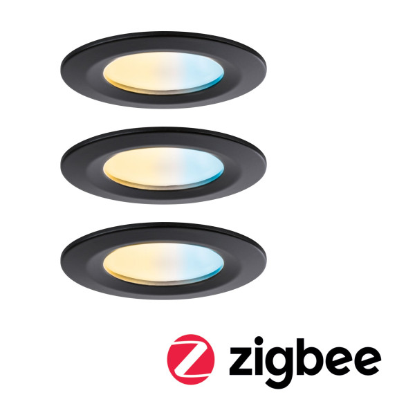 Encastré nova zigbee coin tunable white ip44 led fixe 3x6,5w 230v 51mm noir matt