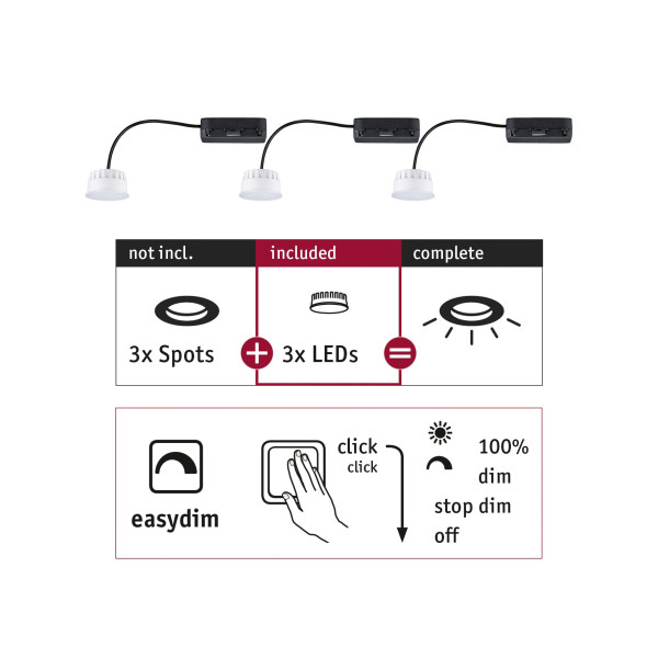 Spot encastré modulaire LED Choose Coin Kit de 3