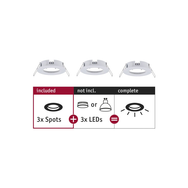 Enc choose 3 spots fixes max 3x10w blanc dépoli alu 230v 51mm